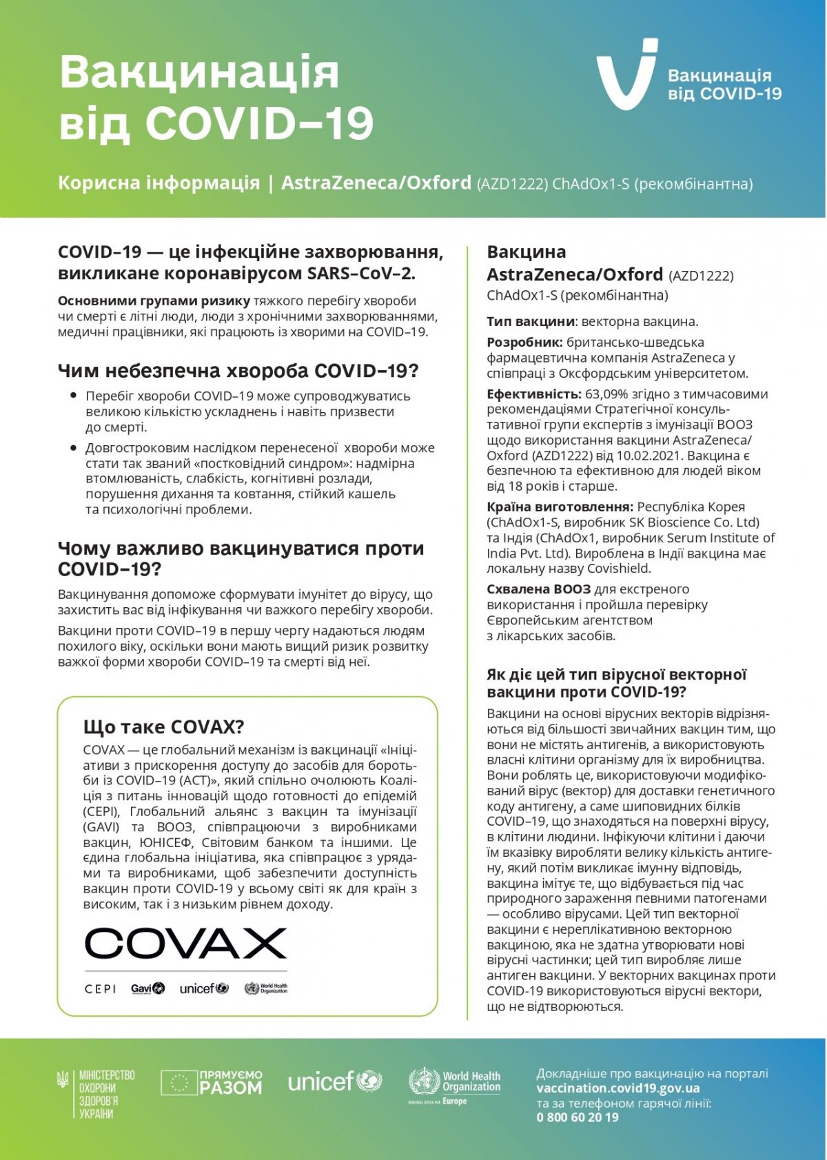 Інформація щодо вакцинації від COVID-19