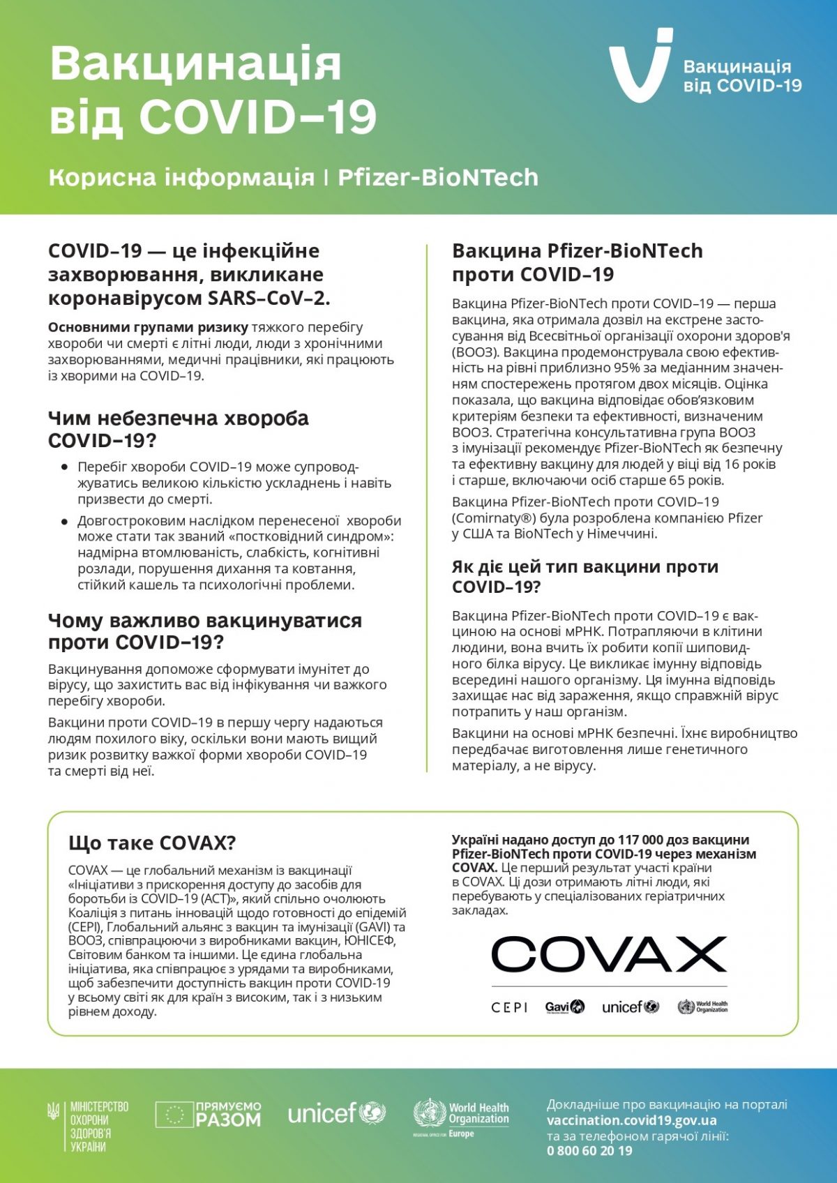 Інформація щодо вакцинації від COVID-19