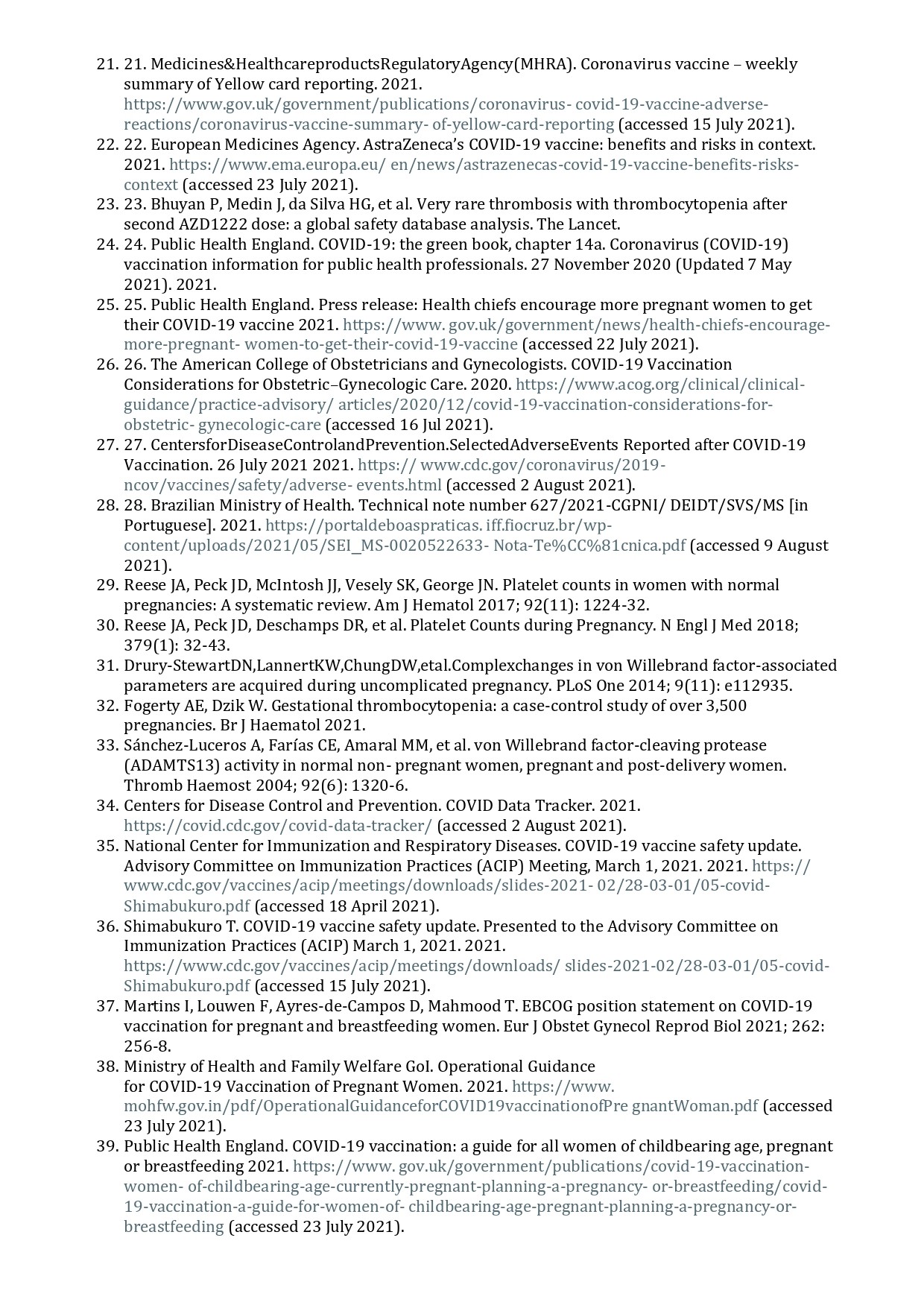 COVAX Робоча група з імунізації матерів, серпень 2021 року